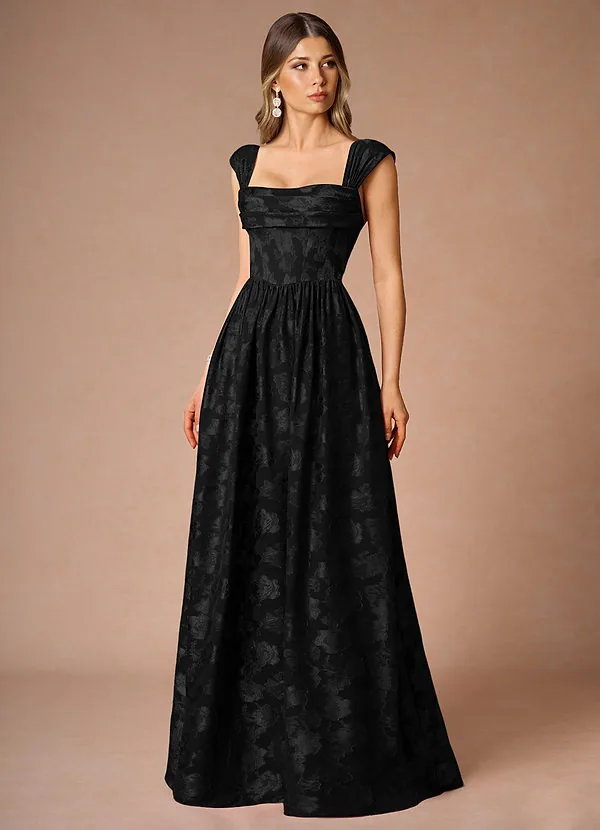 Hazel Black Pleated Maxi Dress