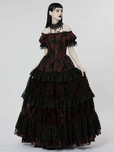 Goth Gorgeous Print Black and Red Dress