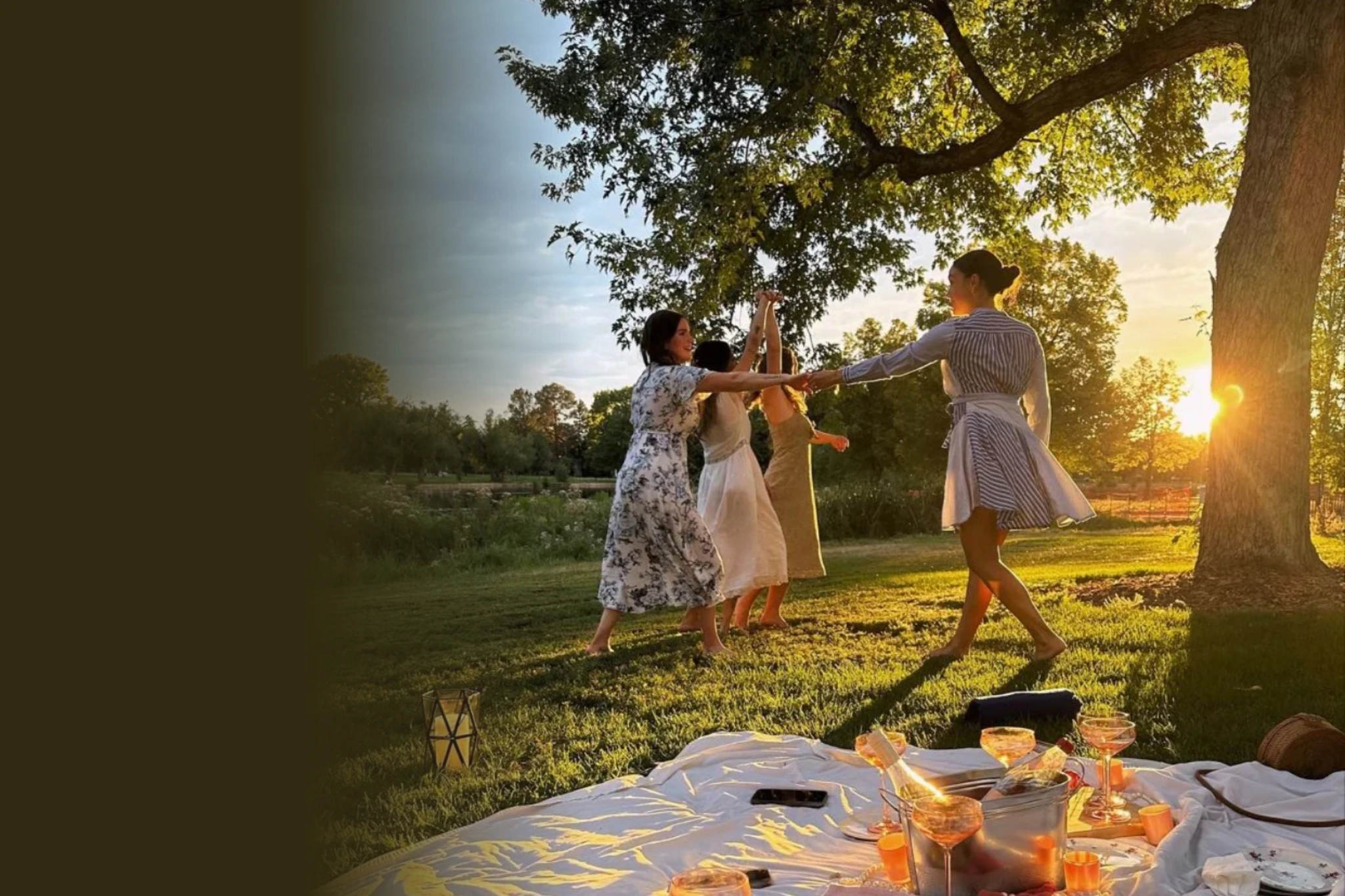 Friends gathered for a summer historic dance picnic at Rocky Point Park